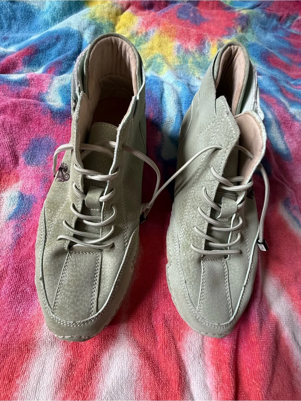 Casual Ankle Booties in Light Sage - Comfortable Lace-Up Style